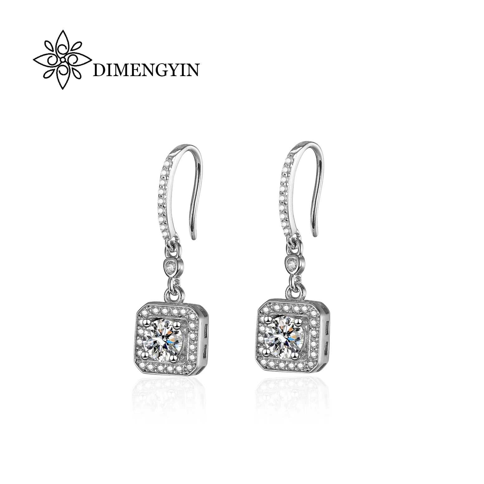 Rhodium Plated Jewelry Classic Moissanite 925 Sterling Silver Cluster Round Cut Studs Earringsfor Women Personalized Gifts