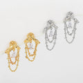 Women Personality Zircon Water Drop Metal Knotting Tassel Earrings Studs 925 Silver Needle Gold Plating No Fade Luxury Earring