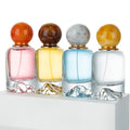 Luxury New Design Color Translucent 50ml Unique Dome Parfum Bottle Empty Round Atomizer Perfume Bottle With Wood Ball Cap