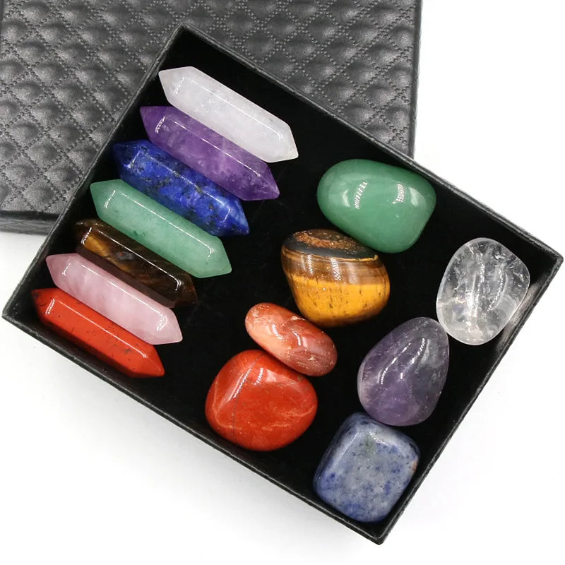 14pcs Chakra Stones Set Positive Energy Crystals Ornament Gifts for Women Chakra Meditation Yoga Reiki Healing Crystal Crafts