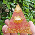 New 6cm Big Leaf Pink Pyramid Crystal Gravel White Crystal Pyramid Orgone Energy Healing Reiki Chakra Protection