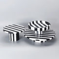 Modern Luxury Striped Round Marble Stone Wedding Dessert Cake Stand Nordic Style Marble Wedding Fruit Cake Stand