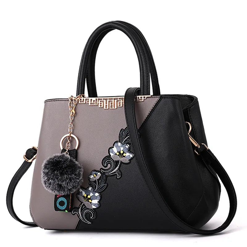 Wholesale Stylish Ladies PU Leather Handbag Unique Embroidery Zipper Closure Original Chinese Style Fashion for Women