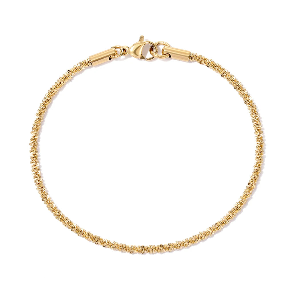 INS Stainless Steel 14K Gold Plated 2.4MM Wide 16.5CM Cauliflower Chain Bracelet Titanium Steel Gypsophila Chain Bracelet Gift