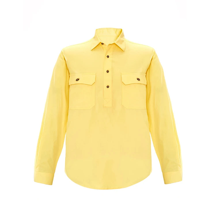 Wholesale Work Shirts Country Mens Long Sleeve Safety Work Shirts Cotton Twill Half Button Work Shirt for Man