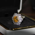 18K White Gold Natural Yellow Flower Shape Diamond Ring Classic Style Fine Jewelry for Women's Wedding