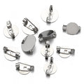 Fashion Jewelry Brooches 316 Stainless Steel Thicken Cabochon Trays Round Handmade Brooch Safety Pin for Women