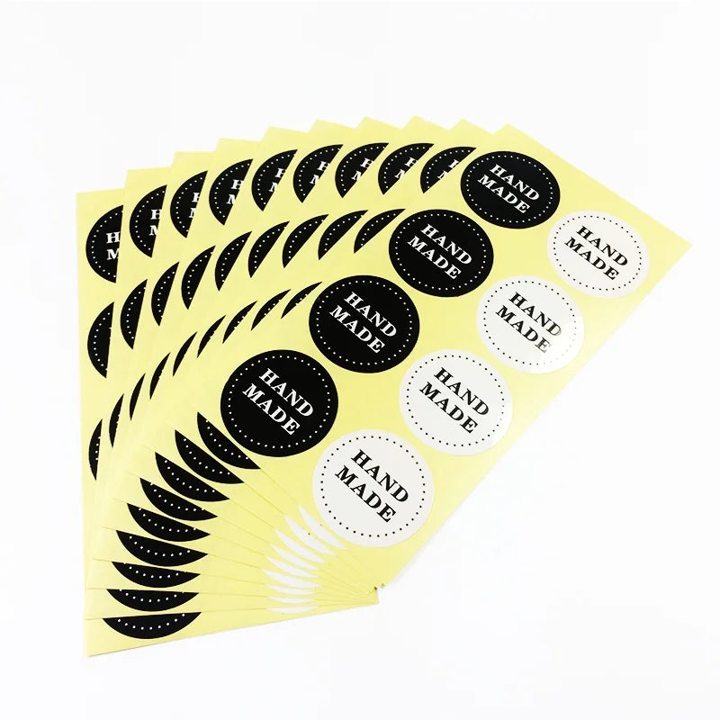 80 Pcs/lot Round Simple Black and White HAND MADE Craft Paper Sealing Sticker for DIY Gifts Box Baking Decoration Label