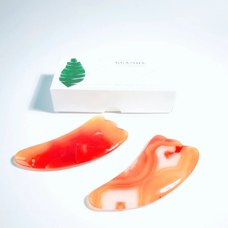 2026 2021 New Design Natural Gemstone Scraper Bian Stone Guasha Massage Scraping Tools Red Agate Gua Sha Massager