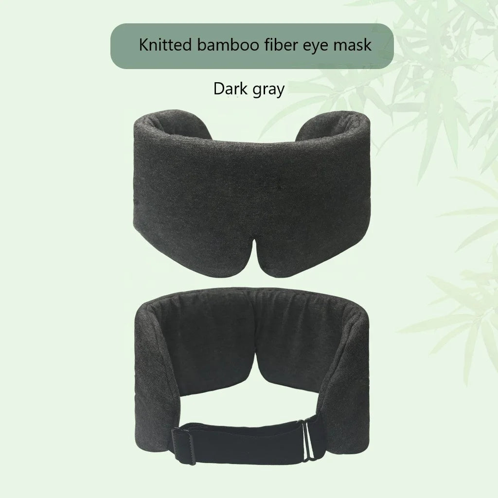 Wholesale Adjustable Strap Knitted Bamboo Fiber Eye Mask Women Men Napping Sleeping Travel Eyeshade