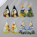 Bohemian Handmade Beaded Earrings Irregular Colorfully Woven Girl Flower Sky Tassel Pendant Earrings