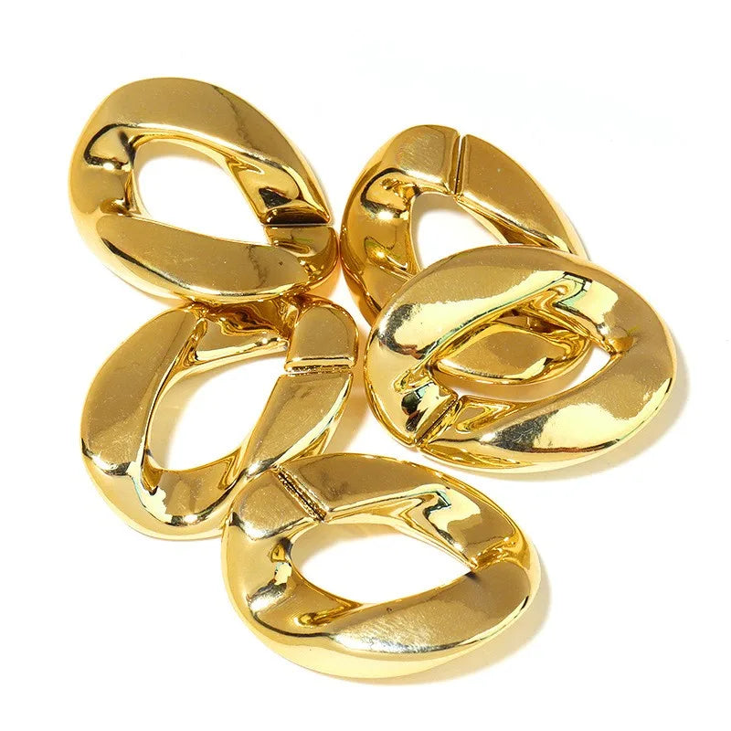 Detachable Gold Plastic Chain Open Links DIY Adjustable Handbag Purse Replacement Straps