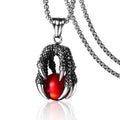 SC Wholesale Dragon Claw Pendant Necklace Red Crystal Ball Necklace Stainless Steel Dragon Claw Necklace for Men Boys