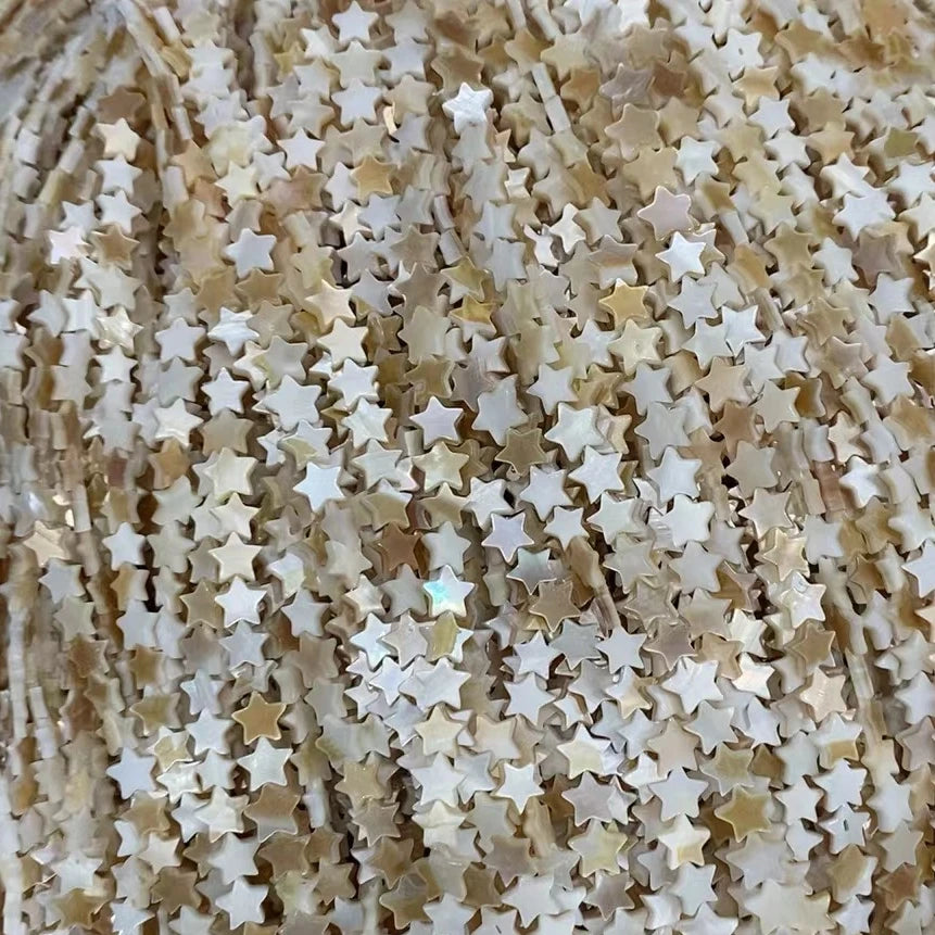 Cheap Freshwater Shell 6mm 8mm 10mm White Mother of Pearl Star Bead Shell Strand for Making Jewelry Material