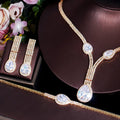 Wholesale Copper Metal Big Water Drop Cubic Zircon Women 4pcs Bridal Jewelry Sets for Ladies Evening Party Wedding Accessory