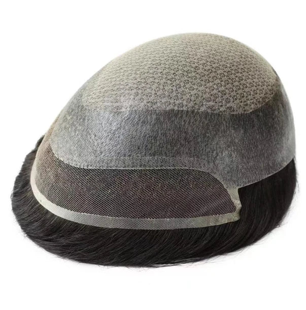100% Human Hair New Silk Base Injection Men Toupee Breathable New Design Durable Real Human Hair System Patch Prosthesis for Men