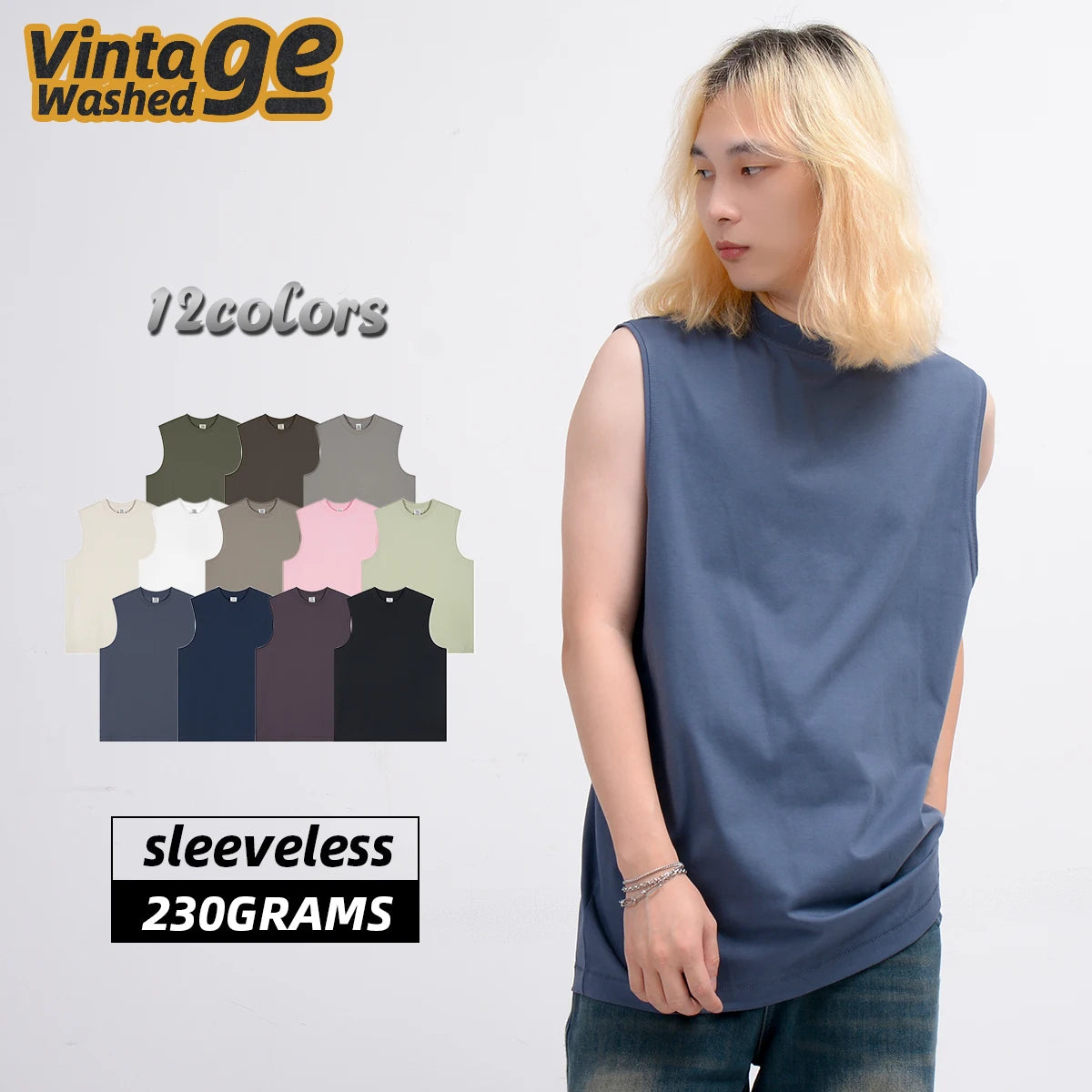 100% Cotton Sleeveless for Men and Women Summer Sports Vests Loose Round Neck Waistcoat 100% Cotton