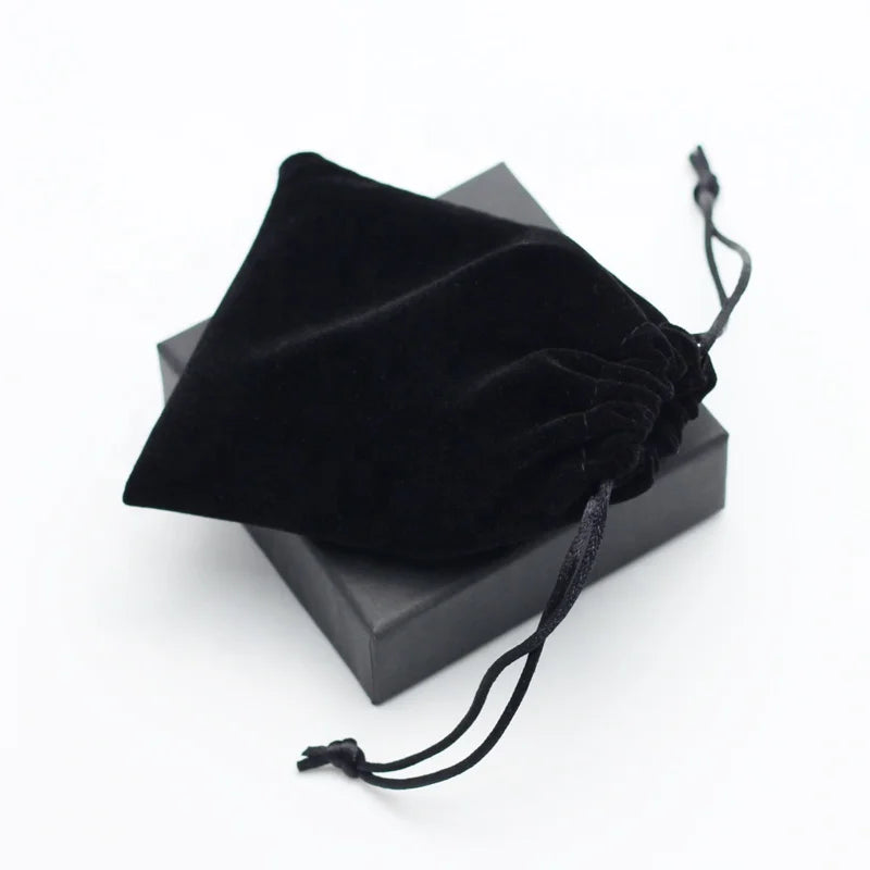 New Customization Black Gift Drawstring Jewelry Velvet Pouch Bags with logo