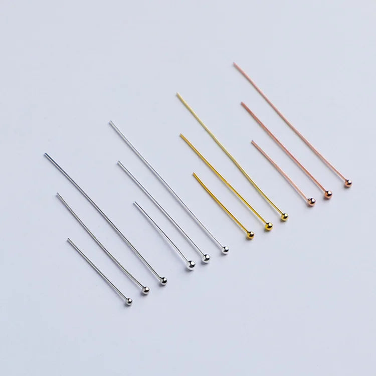 0.5mm Thick Personalized Beads Pins 925 Sterling Silver Gold Plating Ball Head Pins for DIY Jewelry Making