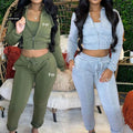 F240737 Custom Tracksuit Casual Streetwear Crop Top Hooded Cardigan Jogger Sweatsuit Outfit Y2K Two Piece Set Women Clothing