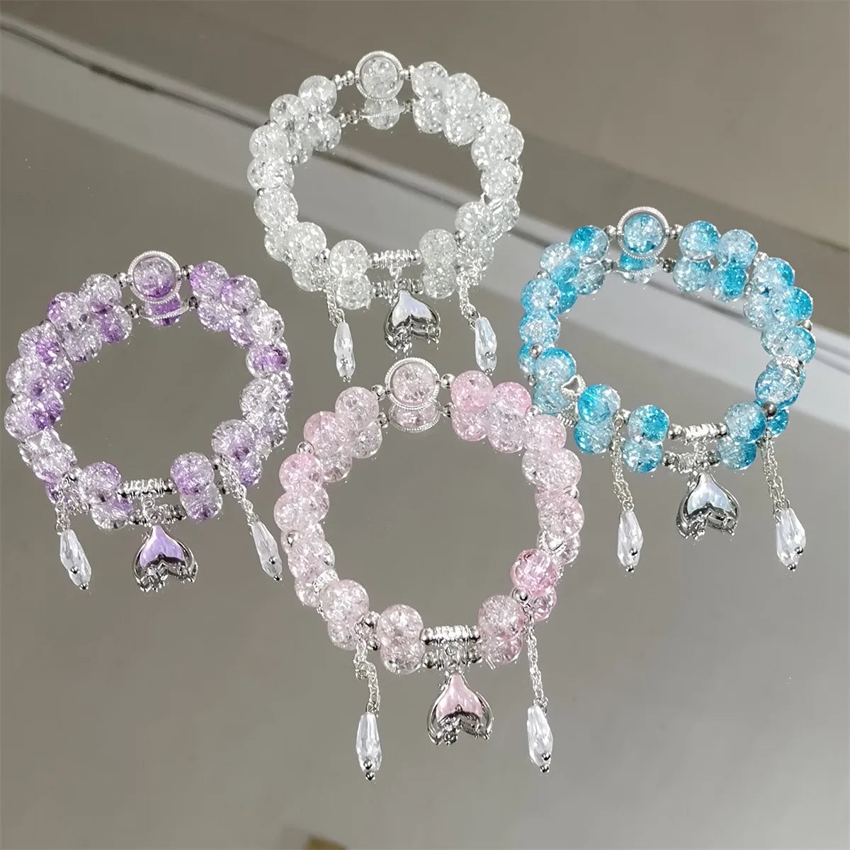 Wholesale Colourful Glass Bead Bracelet for Women Gradient Crystal Fashion Fishtail Adjustable Couple Gift Jewelry Bangles Girl
