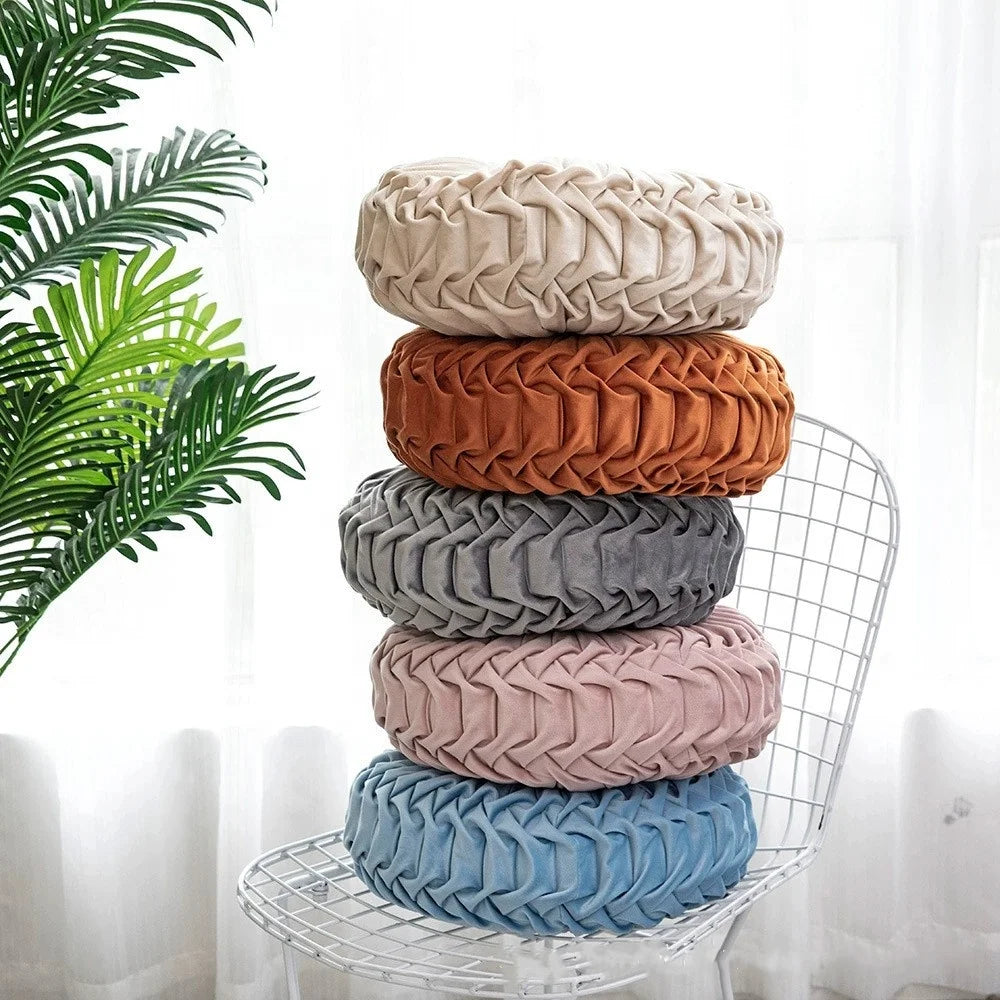 Hot Selling High Quality Nordic Style Dutch Velvet Pleated Round Futon Mat Furniture Sofa Decoration Tatami Mat