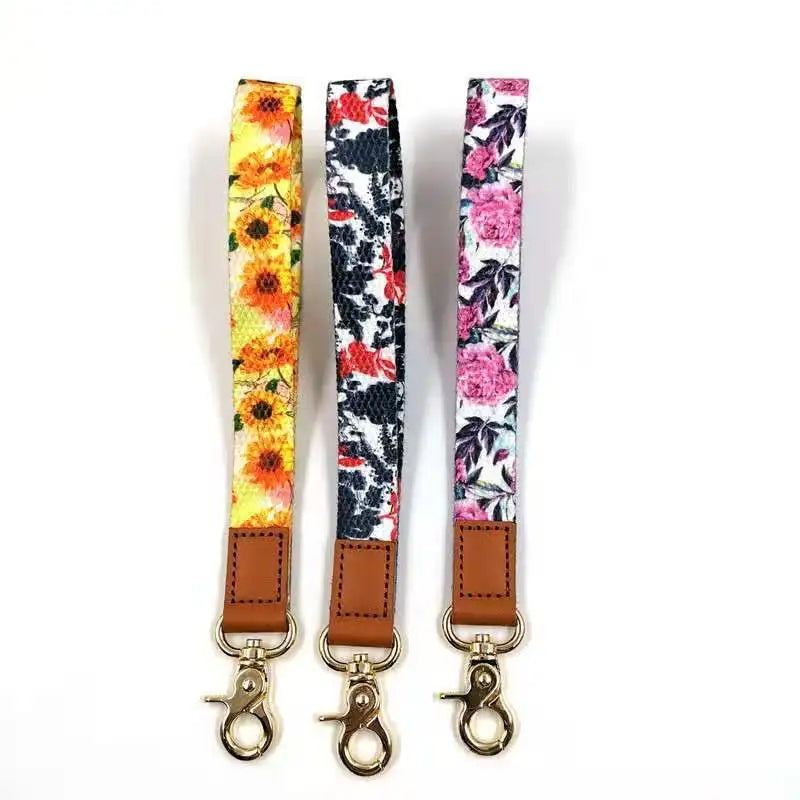Wrist Lanyard Wristlet Rally Wrist Style Keychain Embroidered Fabric Strap Tag Keyring Nylon Polyester Lanyards Custom