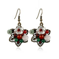 Wholesale Bohemian Ethnic Pink Crystal Korean Handmade Retro Luxury Agate Beaded Cute Stars Pendant Earrings for Wedding