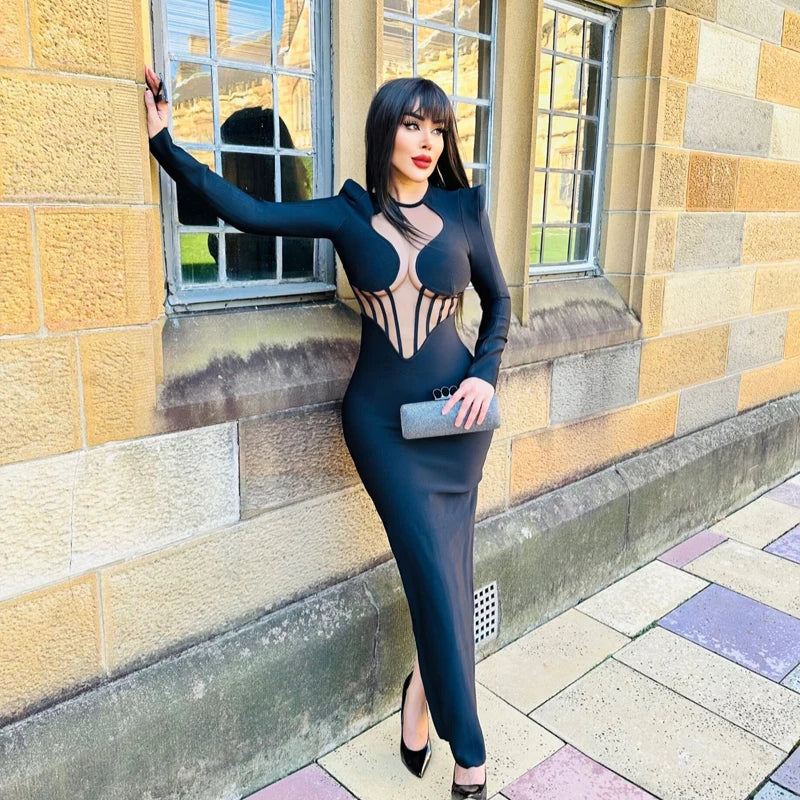 Wholesale Black High Fashion Elegant Sexy Chic Modest Luxury Tight Evening Dinner Bodycon Party Robe Cocktail Floor-Length