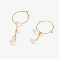 Crystal 18k Gold Plated 925 Sterling Silver Asymmetric Pearl Tassel Eardrop Earring