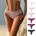 Women's Lace Hollow-out Triangle Panties with Metal Rings Seamless Breathable and Butt-lifting Thong