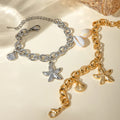 YF3812 Stainless Steel Waterproof Summer Ocean Jewelry Set 18k Gold Plated Shell Starfish Pendant Women Bracelet