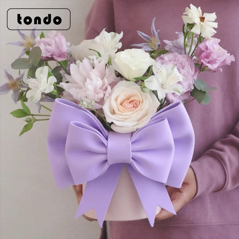 Tondo New Design Big Bowknot Round Flower Packaging Paper Boxes  for Florist Party