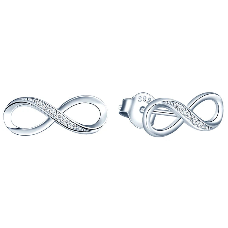Modern Classic Design Infinity S925 Silver Gold Plated Zircon Earring Gift for Women Party