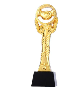 2025 Crystal Base Handshake Trophy Collaboration Award Customized Gold Plated Resin Trophy Enterprise Business Gift Award