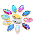 AB Color Glass Rhinestones in Horse Eye Shape Sew-on Technique for Jewelry Making with Candy Design