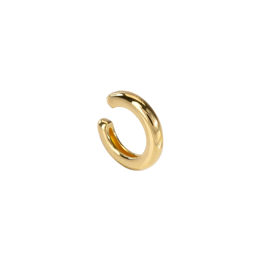 925 Sterling Silver Gold Plated Minimalist Hip Hop Chunky Ear Cuff Earring
