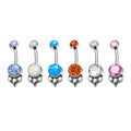 G23 Titanium 14G Belly Button Rings Style Natural Opal Crystal CZ Inlay Internally Thread Fashion Navel Piercing Jewelry