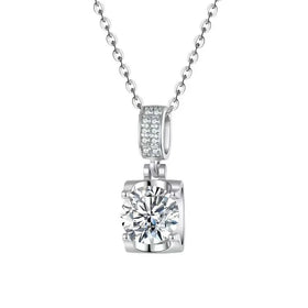 OLAN Fashion Jewelry 1carat Round Cut VVS1 Moissanite 925 Sterling Silver Necklaces for Women Wedding Party