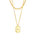 New Design Trendy Gold Plated Stainless Steel Double Chain Geometric Square Pendant Necklace for Party