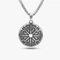 MECYLIFE Viking Shield Pendant Necklace Stainless Steel Mens Nordic Viking Jewelry Runic Necklace