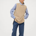 Custom Long Rib Sleeveless Knitted Wool Cashmere Sweater Vest Women