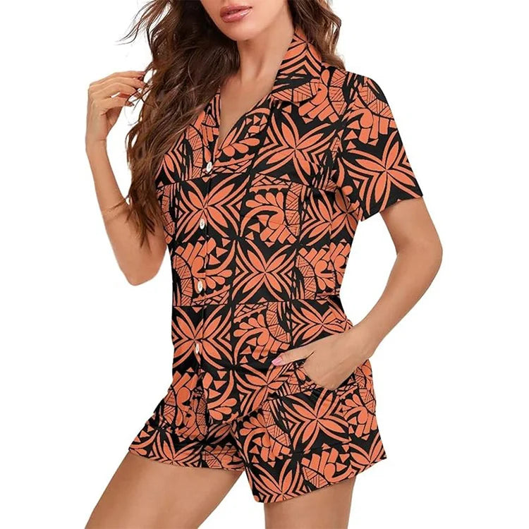 New Arrivals Pajama Sets Short Sleeve Top With Bottoms Popular Sleepwear Set Premium Nightwear Suit Hot Saling PJ Two Pieces