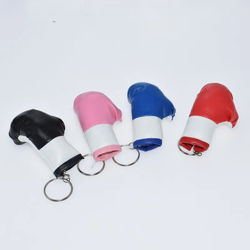 7.5cm Wholesale Custom 3D Simulation Car Mirror Mini Boxing Glove Keychain Promotion Pu Leather Mini Boxing Glove Shape Keychain