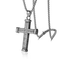 Fashion Punk Men's Natural Cultured Stainless Steel Jewelry Diamond Stone Cross Pendant Necklace Bead Chain Charming Geometric