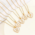 Waterproof Fashion 26 Letters Stainless Steel Pendant Necklace Letter Pendant Collarbone Chain Trendy Heart Shape Necklaces