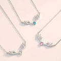 Christmas Gift Deer Antler Charm with Rhinestone Diamond Necklace with Make a Wish Card