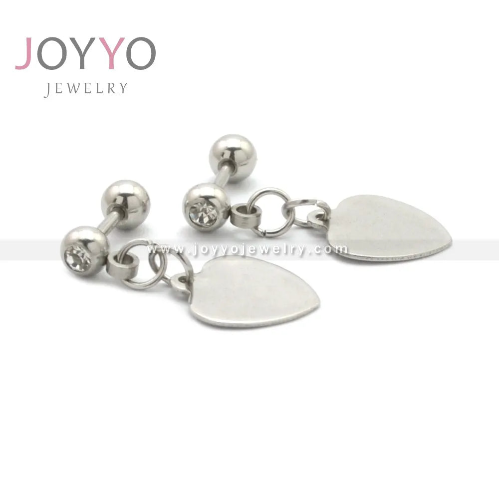 Wholesale Cheap Stainless Steel Earring High Polished Love Heart Silver Women Earring Mother Day Gift