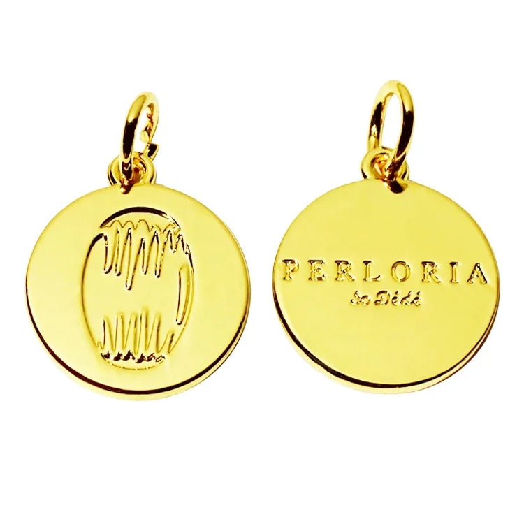 Nickel Free Round logo Jewelry Findings Handmade Leather Rope Accessory Alloy Metal Pendant Charms