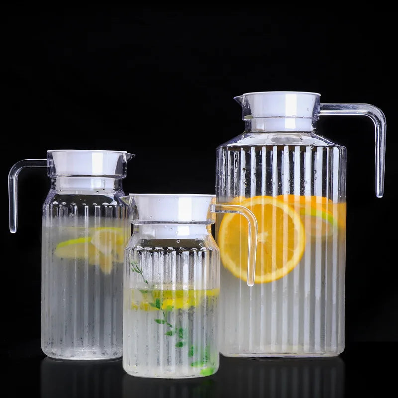 Drop-resistant Heat-resistant Plastic Cold Kettle Large-capacity Multi-size Striped PC Juice Jug